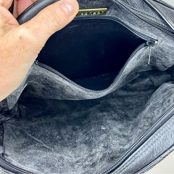 Ganson/Black/ShoulderbagWeave/Double Strap/Zipper Closure/Vintage/Hong Kong - Picture 9 of 15